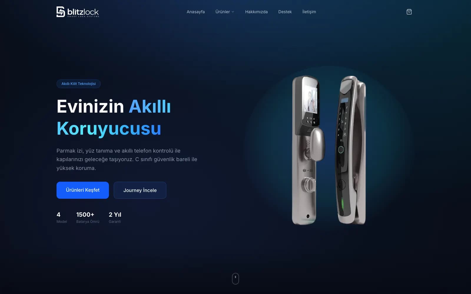 Blitzlock web sitesi ekran görüntüsü, Akıllı Kilit · Marka Sitesi