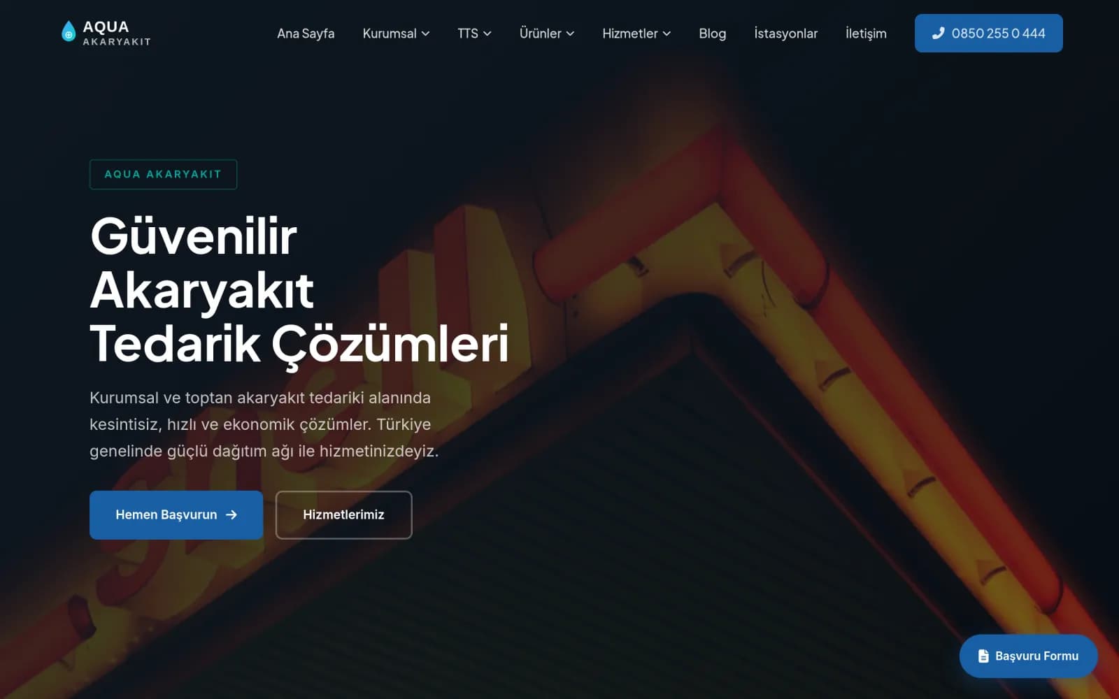 Aqua Akaryakıt web sitesi ana sayfa ekran görüntüsü